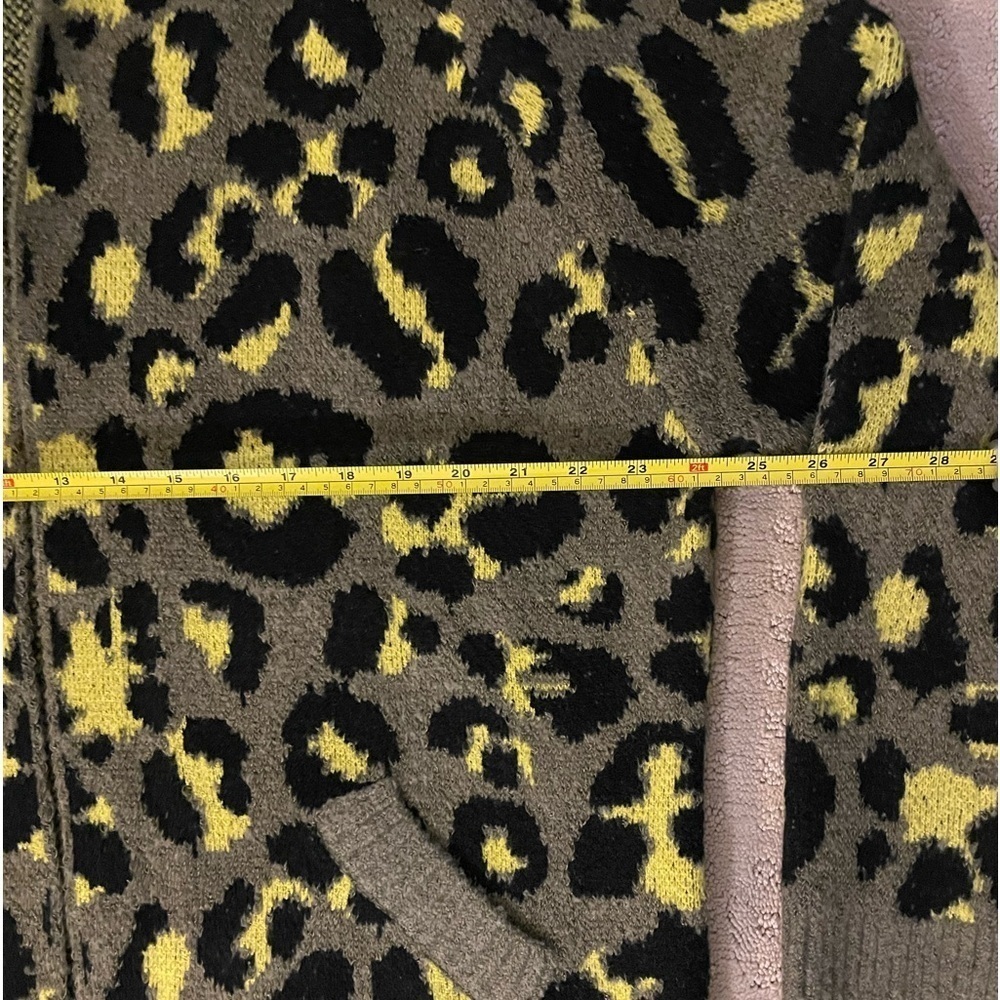 Cozy Casual Cheetah Print Duster Cardigan Sweater w/ Hood, Grn/Blk, Sz 2X-3X - Picture 9 of 12
